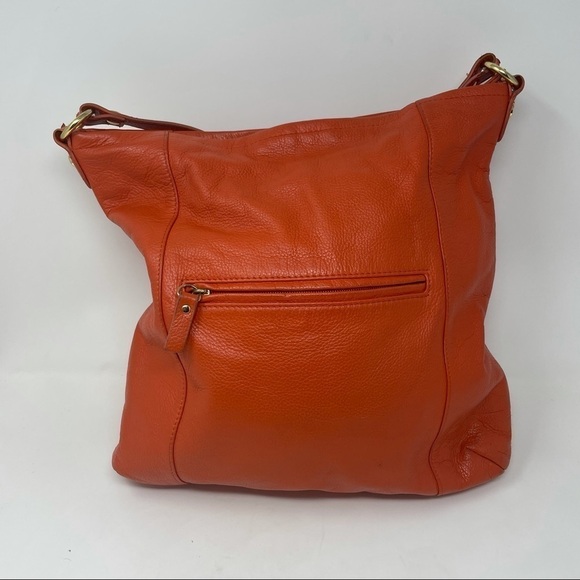 Emma Fox Leather Shoulder Bag – Orange with Blue/White Lining - Picture 3 of 13